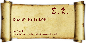 Dezső Kristóf névjegykártya